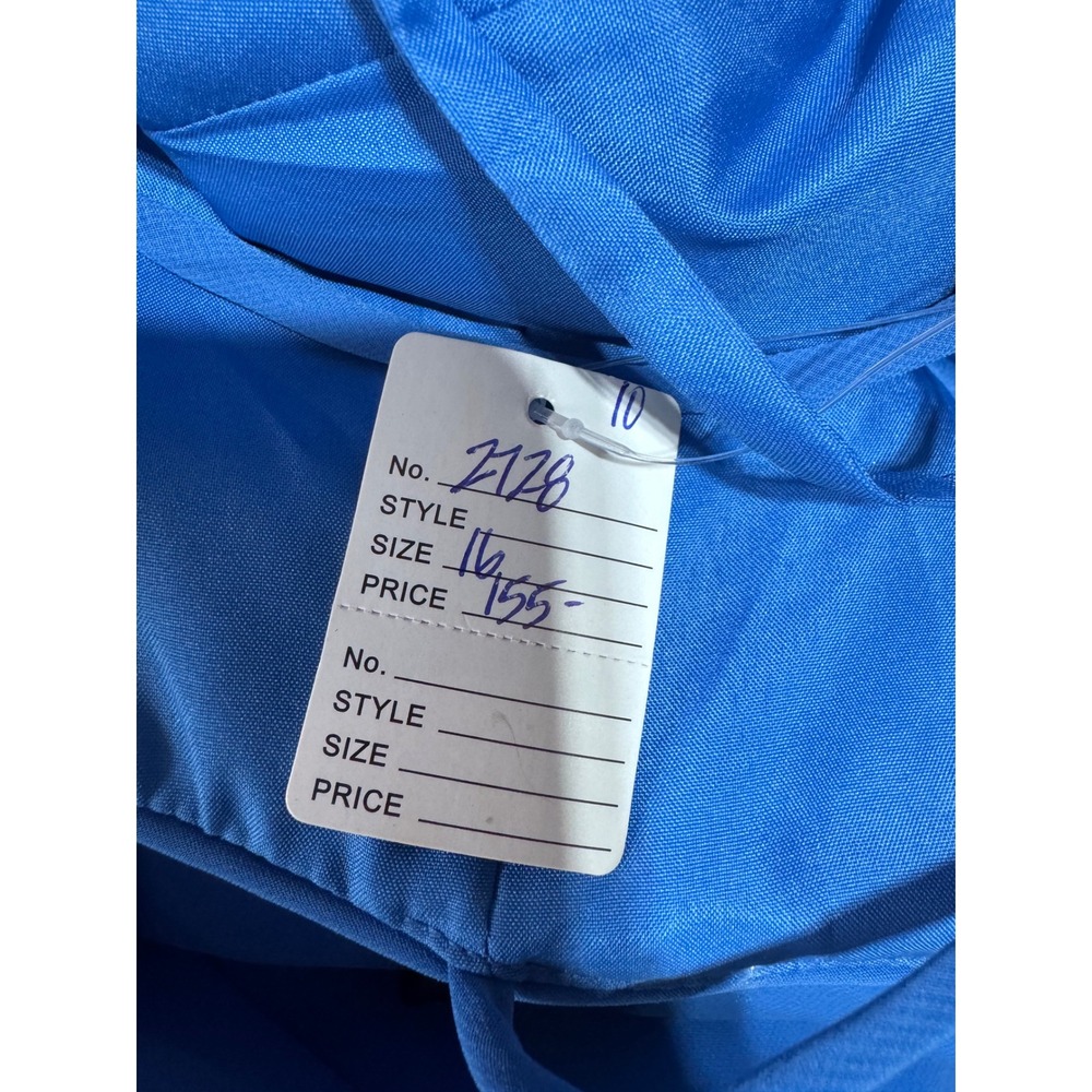 Linda Royal Blue Chiffon Maxi Gown Open Back Bow Detail Prom‎ Formal Women's 16 - Picture 3 of 13